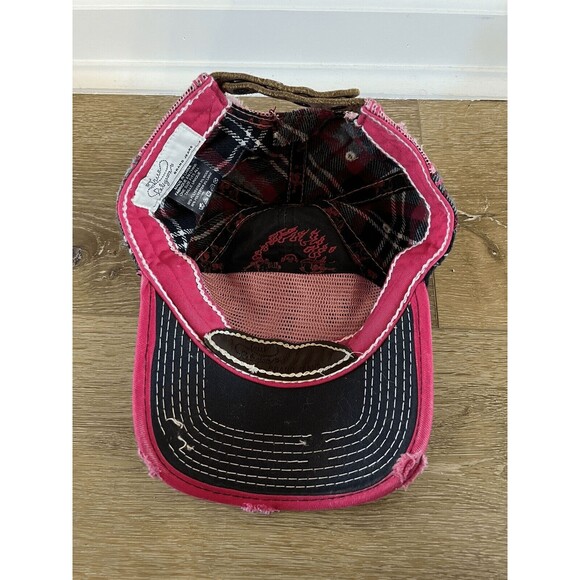 True Religion World Tour Buddha Hat Black Distressed Leather Strapback Adjustabl main image 7